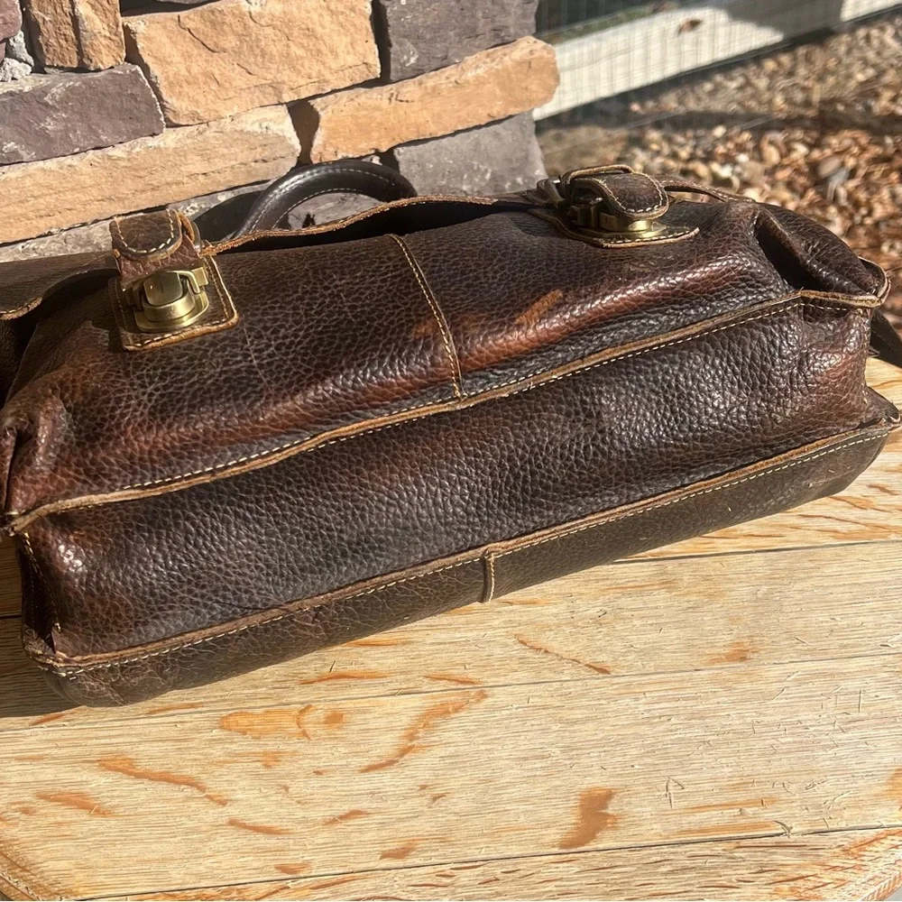 VINTAGE KATTEE CRAZY HORSE LEATHER SATCHEL BRIEFCASE LAPTOP TOTE BUSINESS BAG
